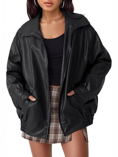 Damen Oversized Kunstlederjacke Drune