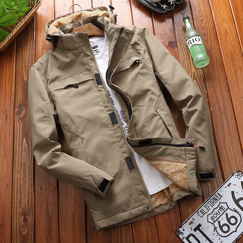 Herren nan wind- und wasserabweisende Parka‑Fieldjacke mit abnehmbarer Kapuze und Sherpa Futter Drune