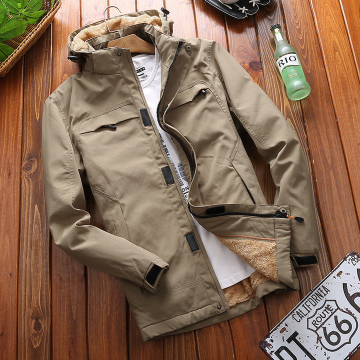 Herren nan wind- und wasserabweisende Parka‑Fieldjacke mit abnehmbarer Kapuze und Sherpa Futter Drune