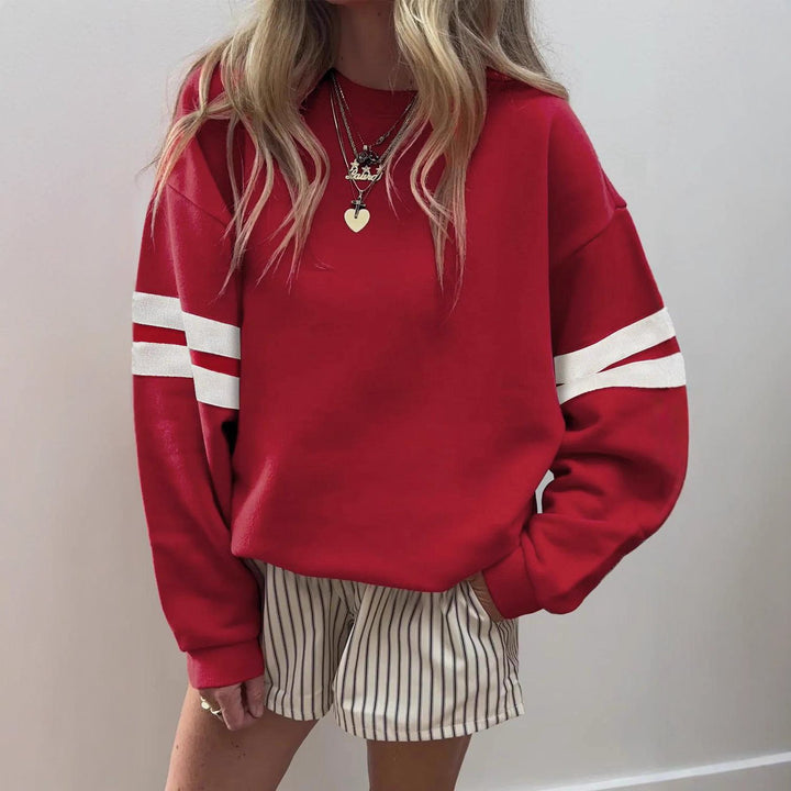 Damen Weit geschnittenes Sweatshirt mit Kontraststreifen an den Ärmeln Drune