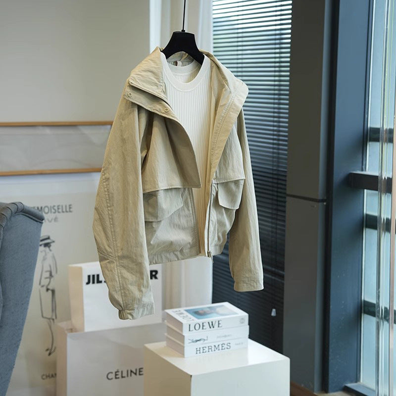 Damen Modische Übergangsjacke mit hohem Kragen und praktischen Taschen Drune