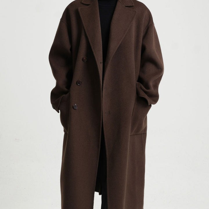 Herren Oversize Doppelreiher Wollmantel mit weitem Schnitt und klassischem Revers Drune