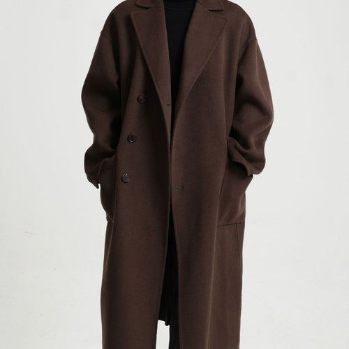 Herren Oversize Doppelreiher Wollmantel mit weitem Schnitt und klassischem Revers Drune