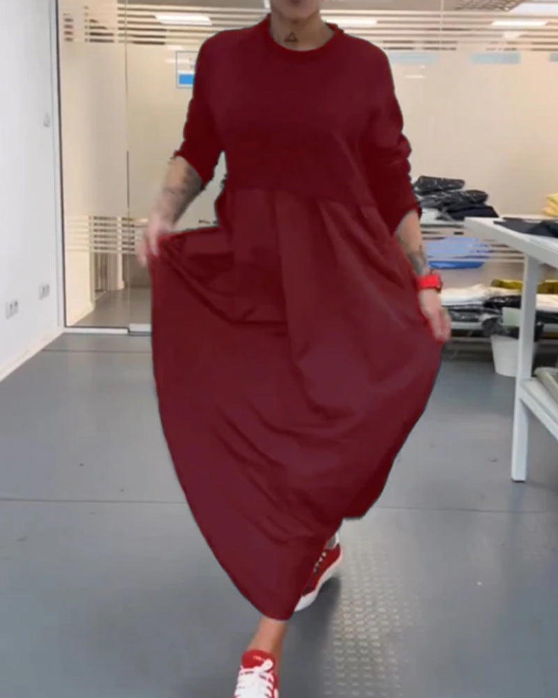 Damen nan Oversize-Maxikleid mit tiefer Passe und seitlichen Eingrifftaschen Drune