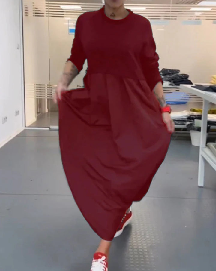 Damen nan Oversize-Maxikleid mit tiefer Passe und seitlichen Eingrifftaschen Drune