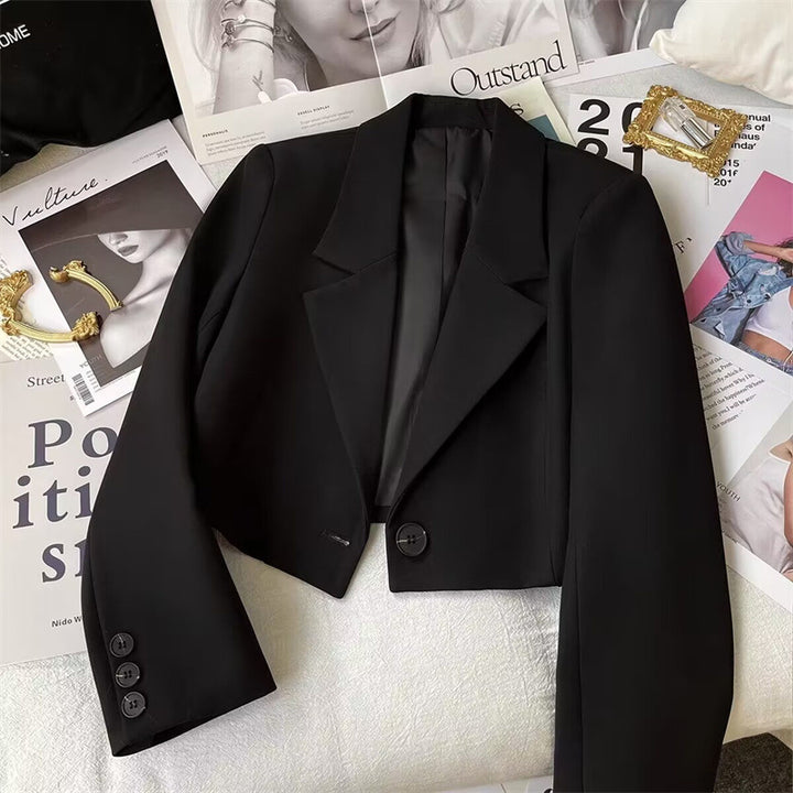 Damen Cropped Blazer mit Schalkragen Drune