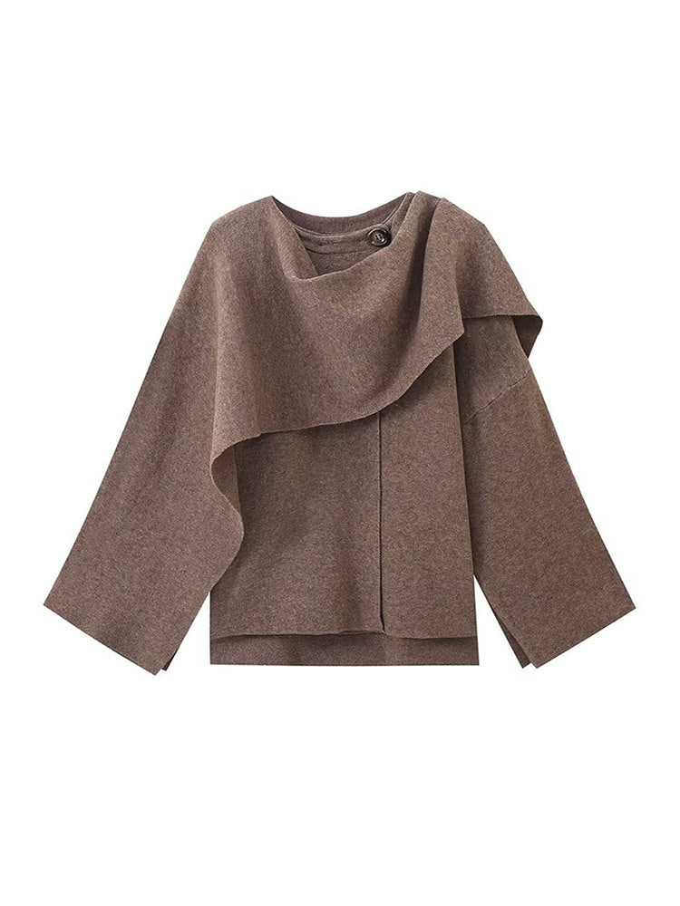 Damen Poncho aus hochwertiger Strickware mit asymmetrischem Design Drune