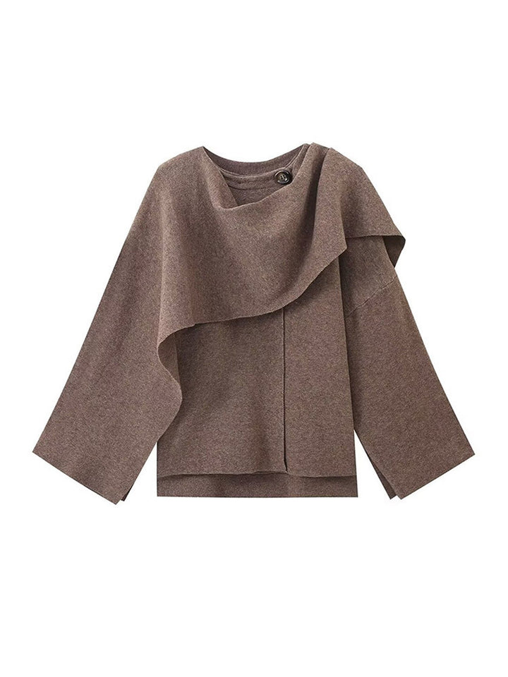 Damen Poncho aus hochwertiger Strickware mit asymmetrischem Design Drune