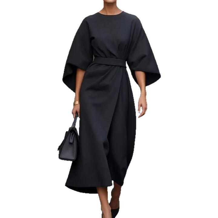Damen Elegantes Maxikleid mit Puffärmeln und tailliertem Schnitt Drune