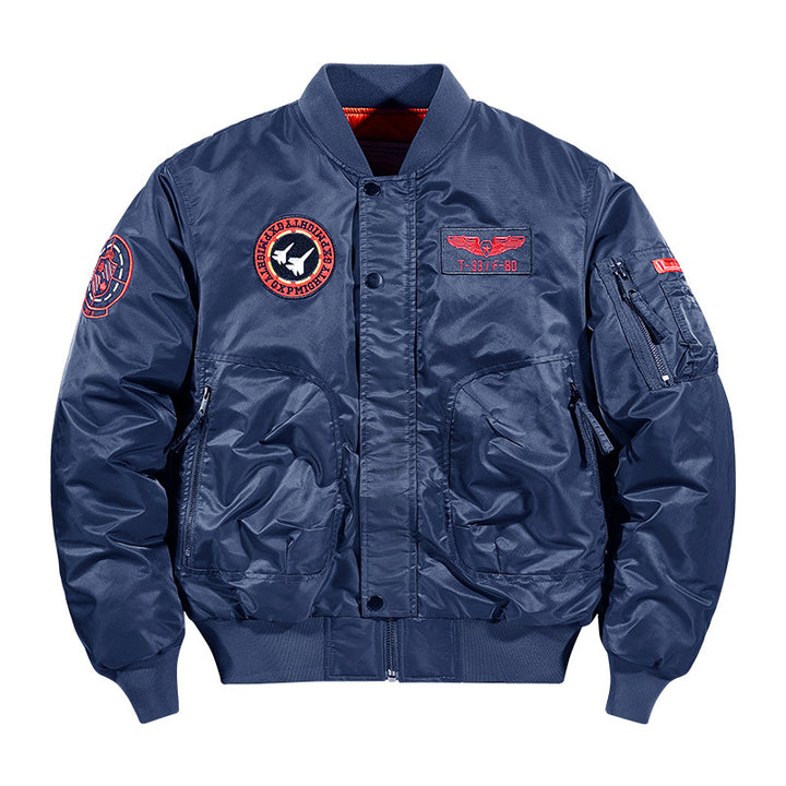 Herren  flugzeuginspiriertes Patch-Detail isolierte Pilot-Bomberjacke Drune