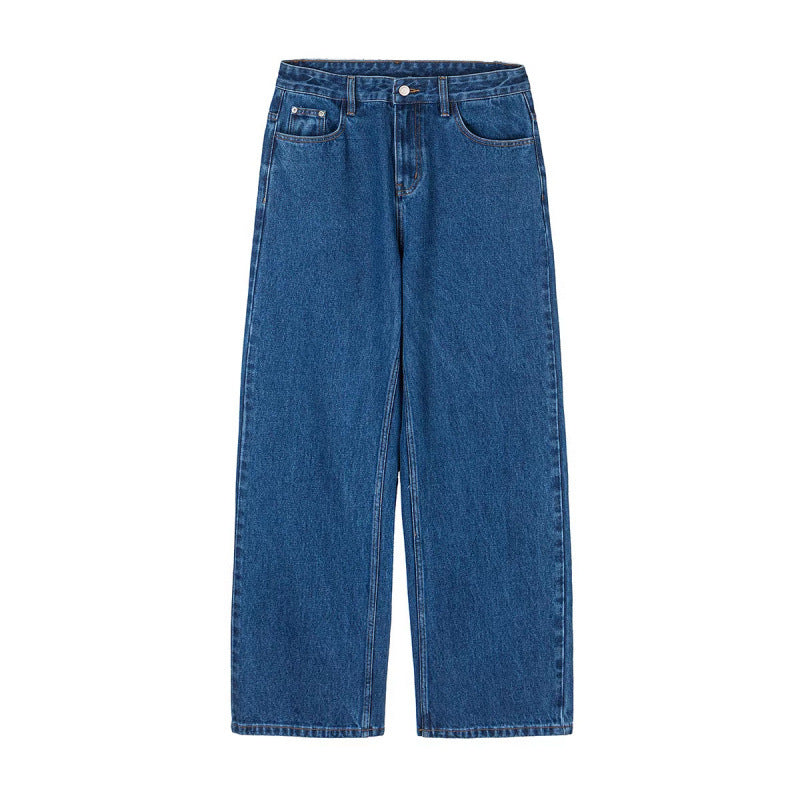 Damen Weite Denim-Jeans mit hoher Taille, geradem Bein und Fünf-Taschen-Design Drune