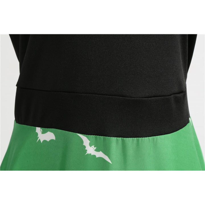Damen Vintage Swingkleid mit gewelltem Ausschnitt, tailliertem Oberteil und Halloween-Print Drune