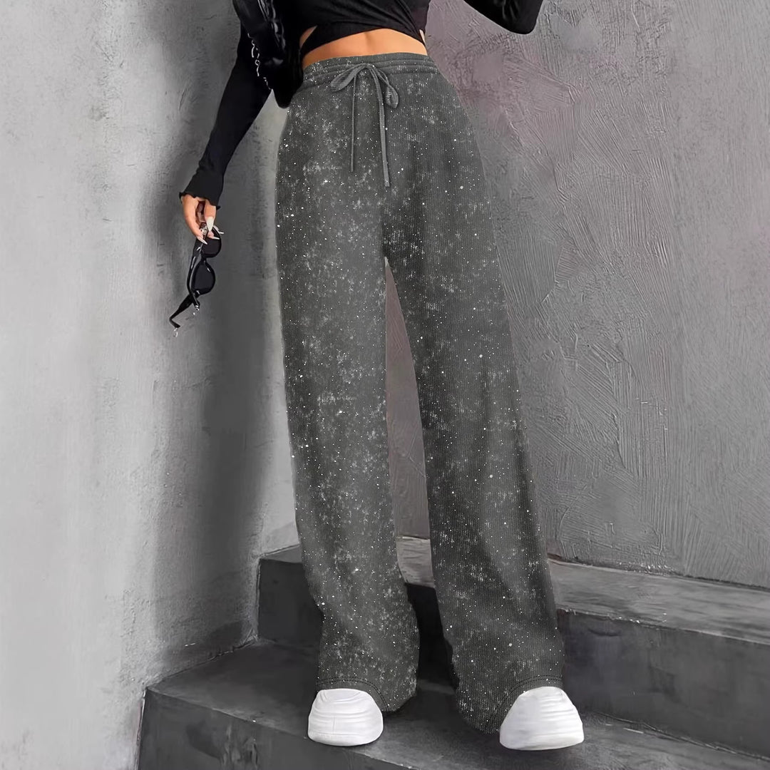 Damen nan weite Strickhose mit hochgeschnittenem Bund und Kordelzug Drune