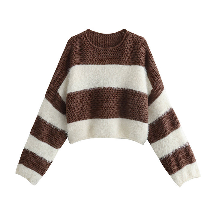 Damen gemütlicher Pullover mit weitem Schnitt und auffälligem Streifenmuster Drune