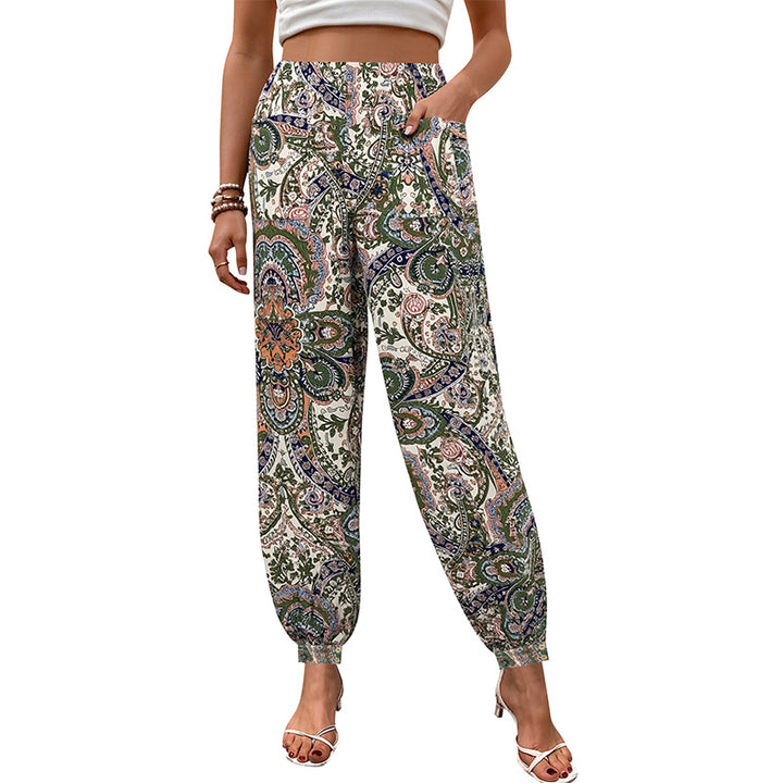 Damen Palazzo-Hose mit floralem Muster und elastischem Bund Drune