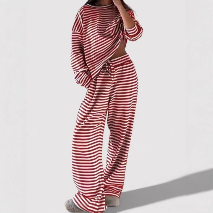 Damen Bequemes gestreiftes Lounge-Set