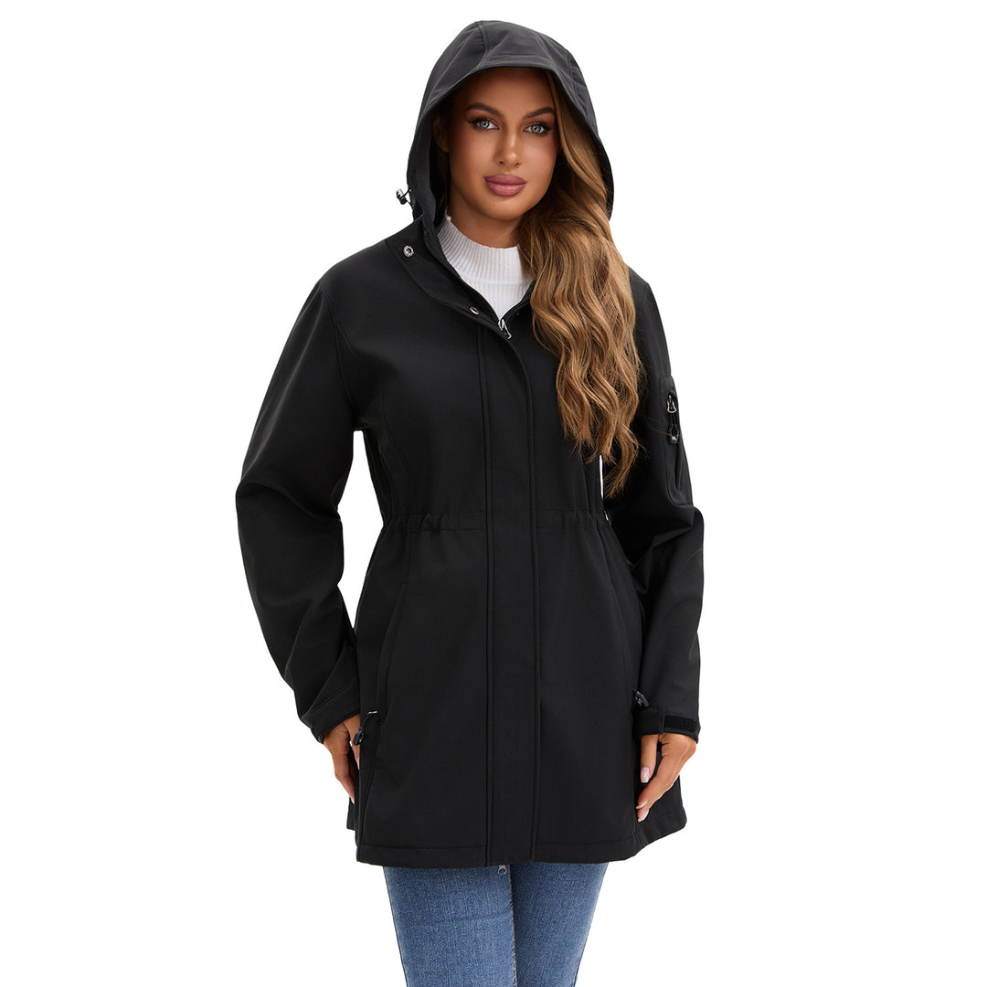 Damen nan funktionaler Softshell-Parka mit Teddyfleece-Futter, Kapuze und Taillenzug Drune