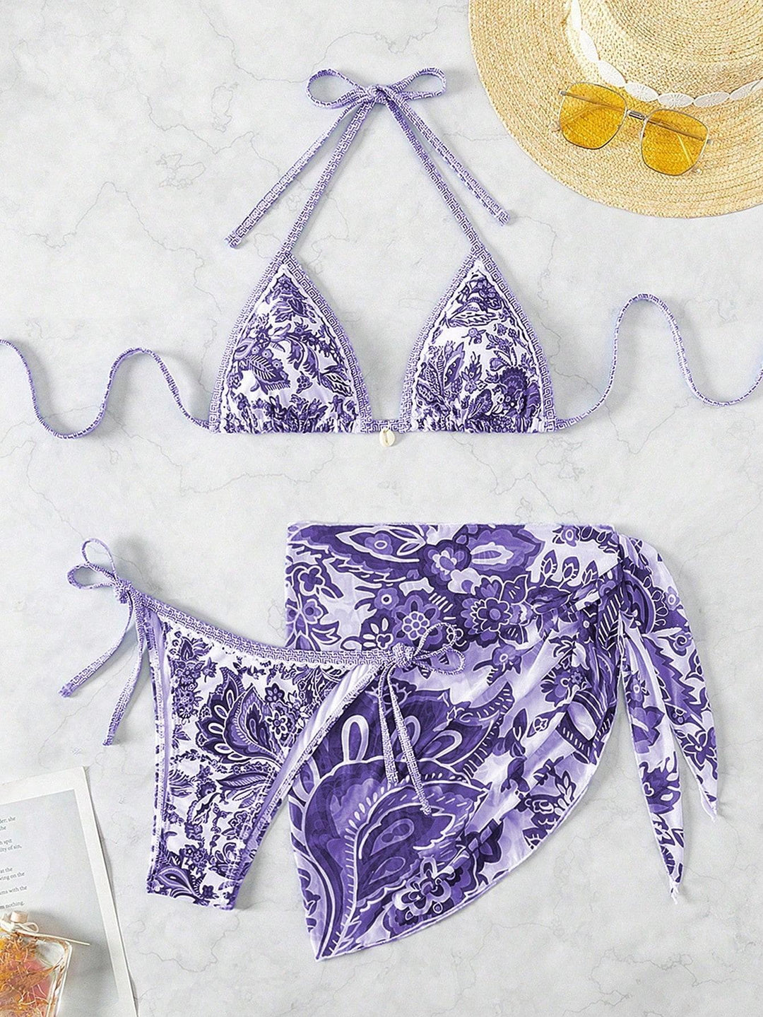 Damen Triangel-Bikini-Set mit elegantem Wickelrock Drune