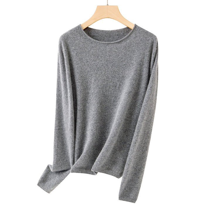 Damen Feiner ultraleichter Rundhalspullover aus Mikrofaser-Feinstrick mit minimalistischer Silhouette Drune