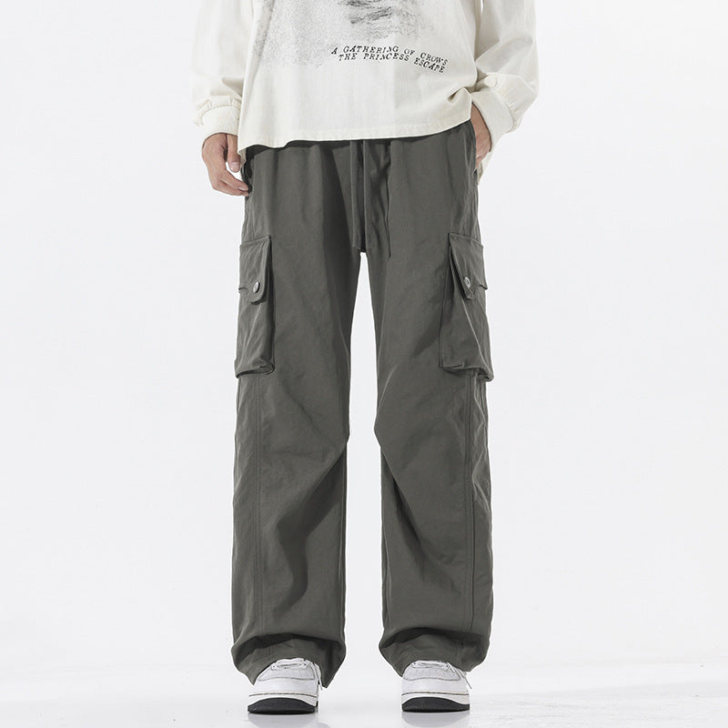Herren Weite Twill-Cargohose mit Kordelbund und großen Patten-Taschen Drune