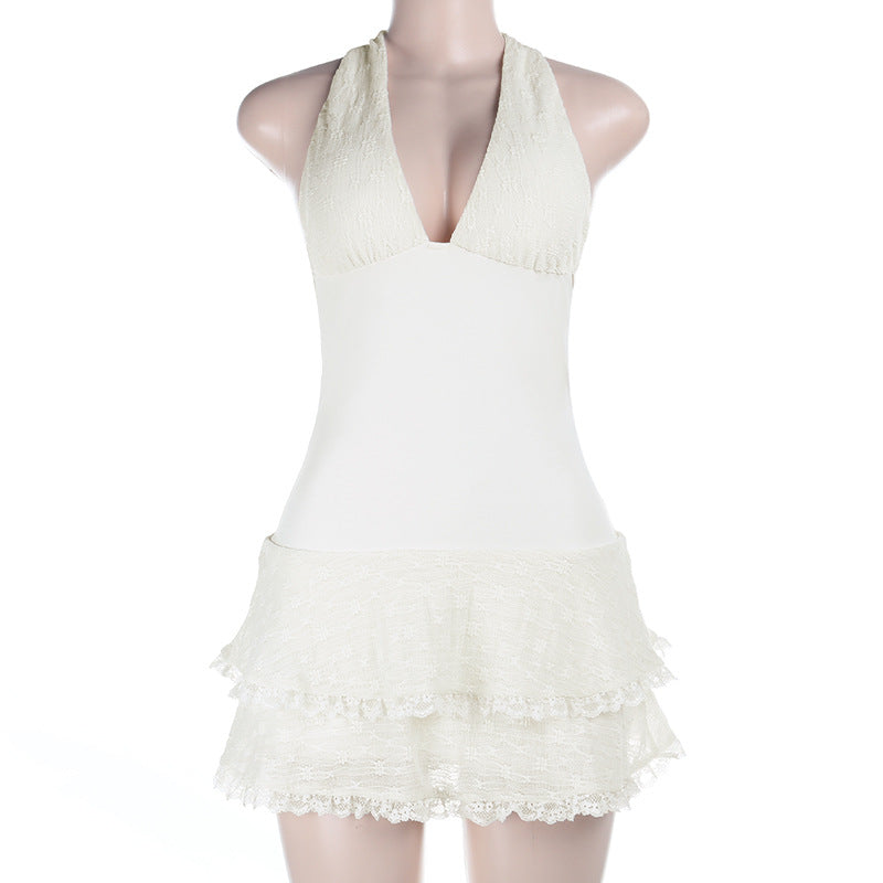 Damen Halter-Badeanzug mit verspieltem Rock Drune