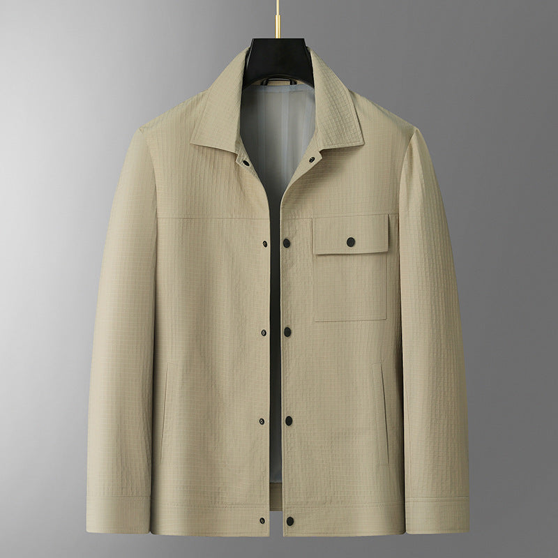 Herren Leichte Hemdjacke aus strukturierter Ripstop-Optik mit Druckknopfleiste Drune