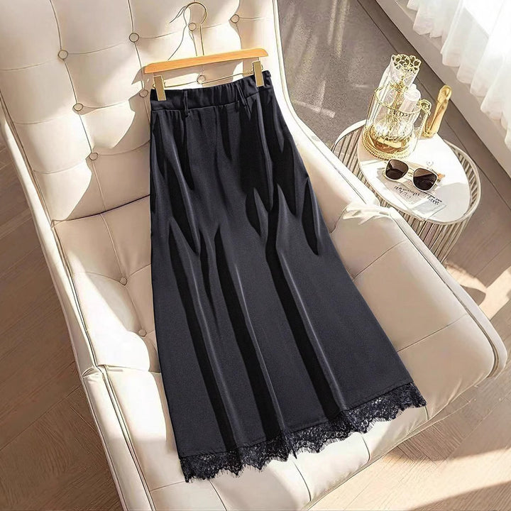 Damen Elegante Maxirock mit Spitzenbesatz Drune