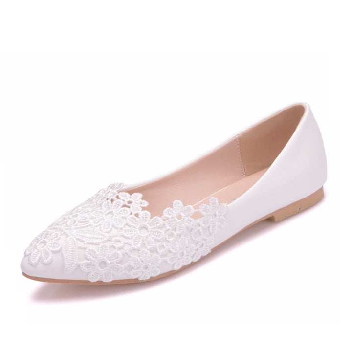 Damen Ballerinas aus Kunstleder mit zarten Spitzenverzierungen Drune