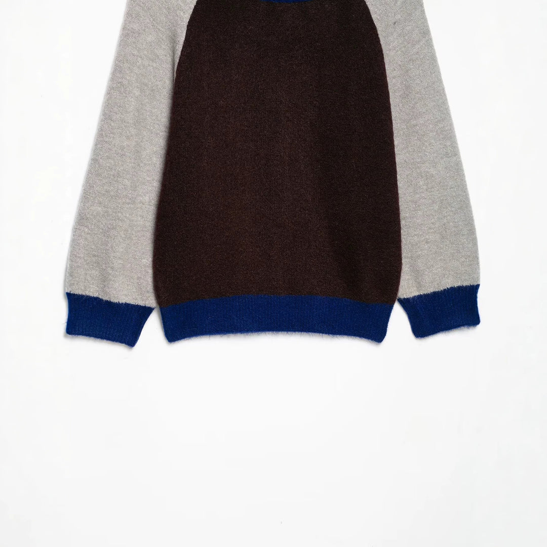 Damen Farbblock-Rundhals-Pullover mit Raglanärmeln Drune