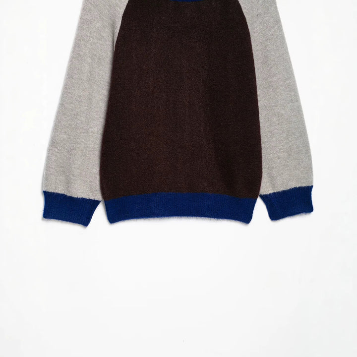 Damen Farbblock-Rundhals-Pullover mit Raglanärmeln Drune
