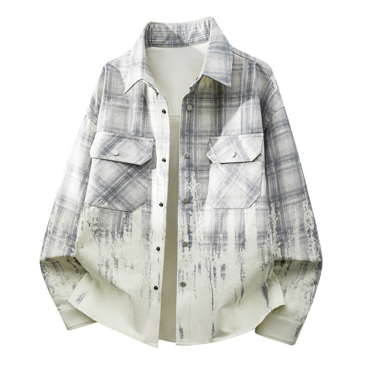 Herren Modische Karo Hemdjacke Drune