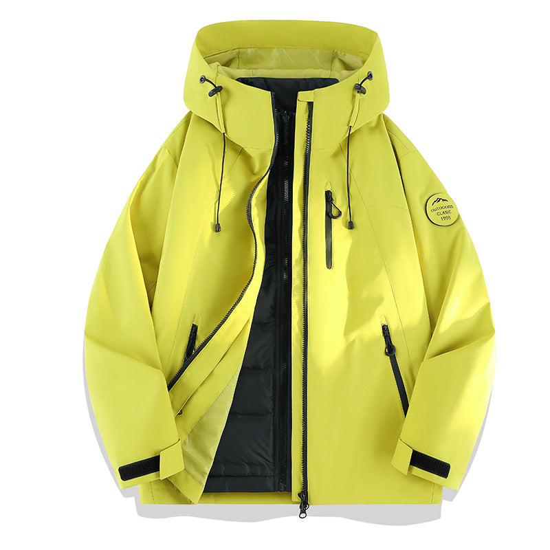 Damen Leichte wasserdichte Kapuzenjacke mit Teddy‑Charm und verdeckten Reißverschlusstaschen Drune