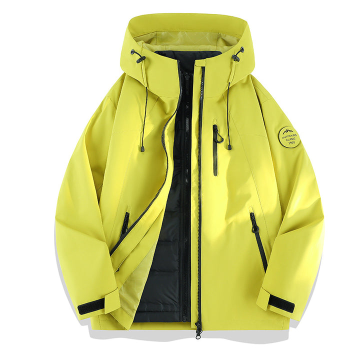 Damen Leichte wasserdichte Kapuzenjacke mit Teddy‑Charm und verdeckten Reißverschlusstaschen Drune