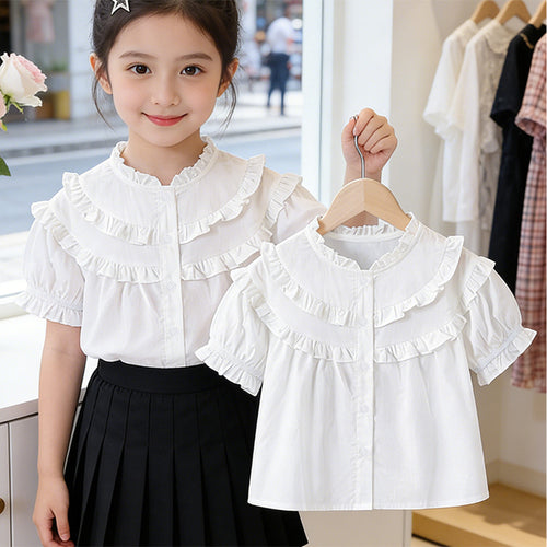 Mädchen Rüschenbluse mit elegantem Kragen Drune