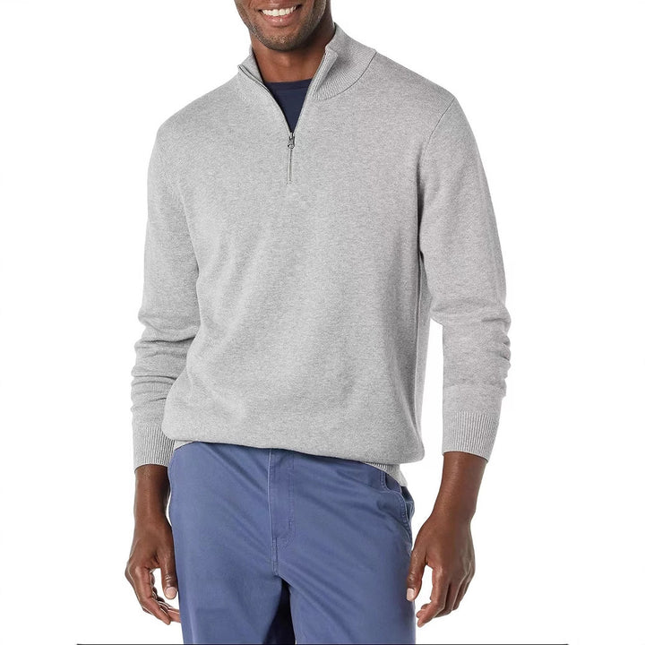 Herren eleganter Rollkragenpullover mit durchgehendem Reißverschluss Drune