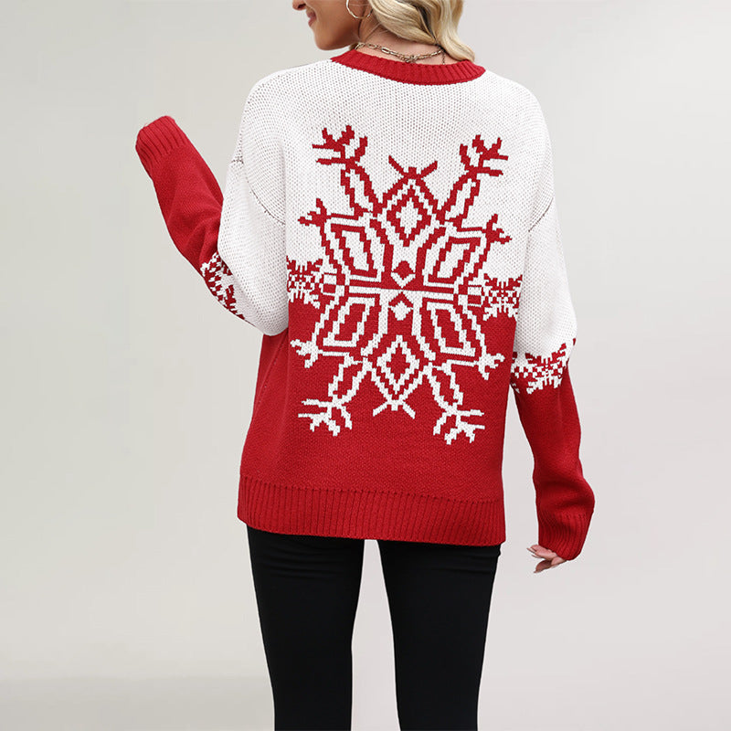 Damen Oversized Weihnachtsstrickpullover Drune