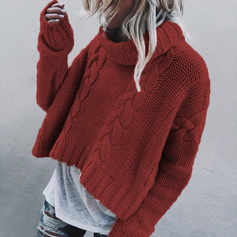 Damen kuscheliger Strickpullover mit Rollkragen und offenen Seiten Drune