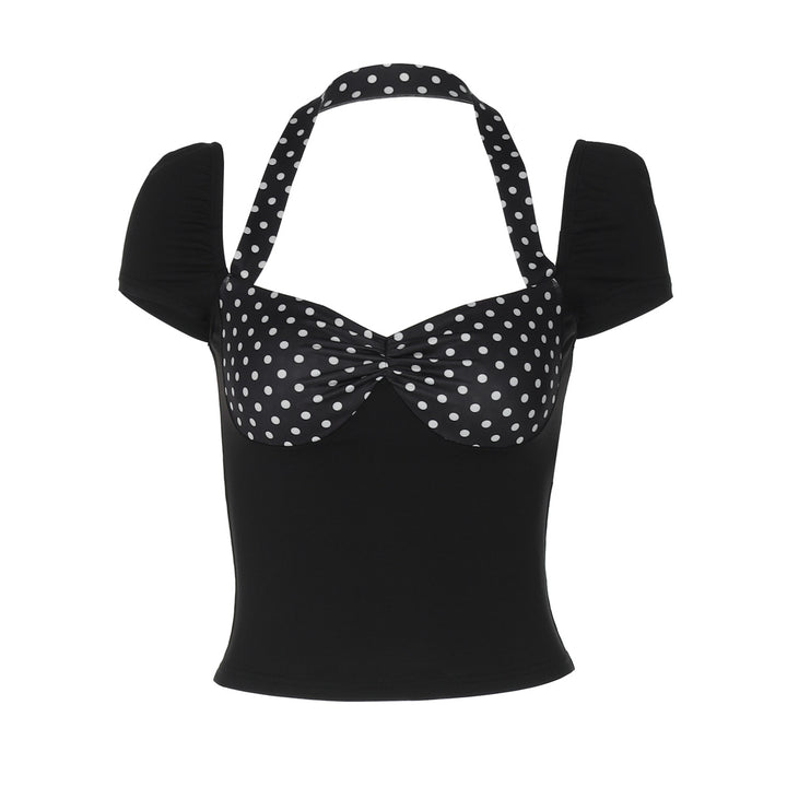 Damen Polka-Dots Top mit Raffungen Drune