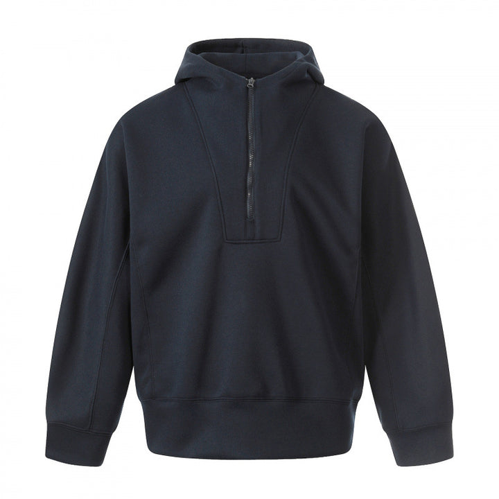 Herren Boxy-Kapuzenpullover mit halbem Reißverschluss, verstärkter Blende und cleanem Minimaldesign Drune