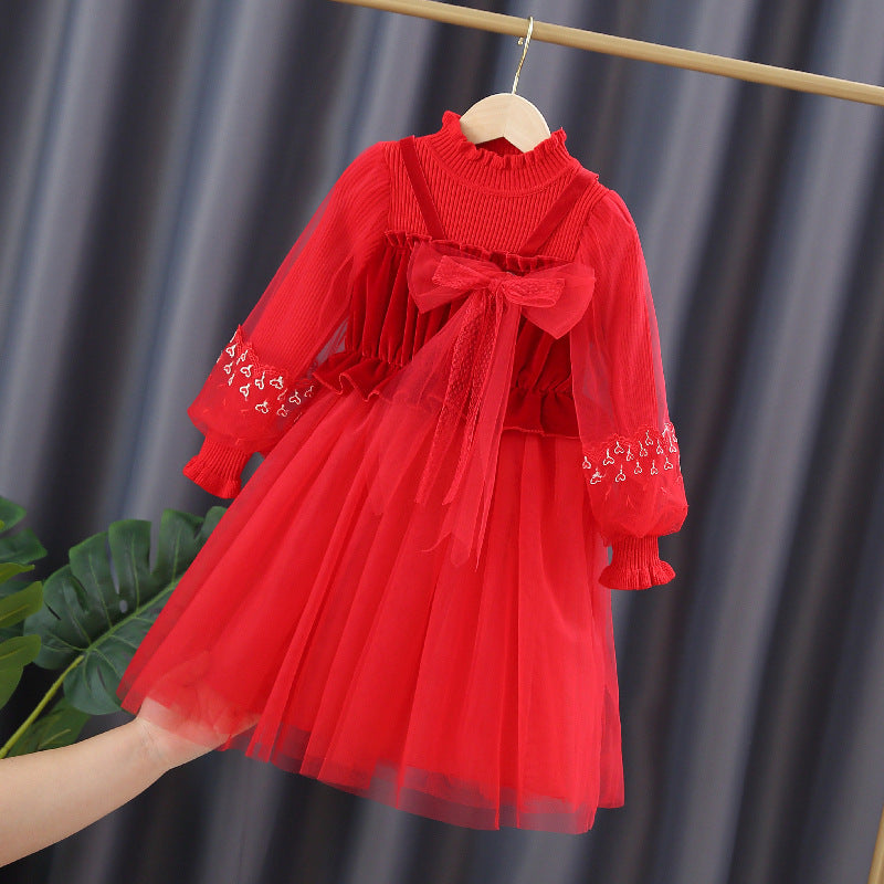 Mädchen festliches Tüllkleid mit Spitzen-Details Drune