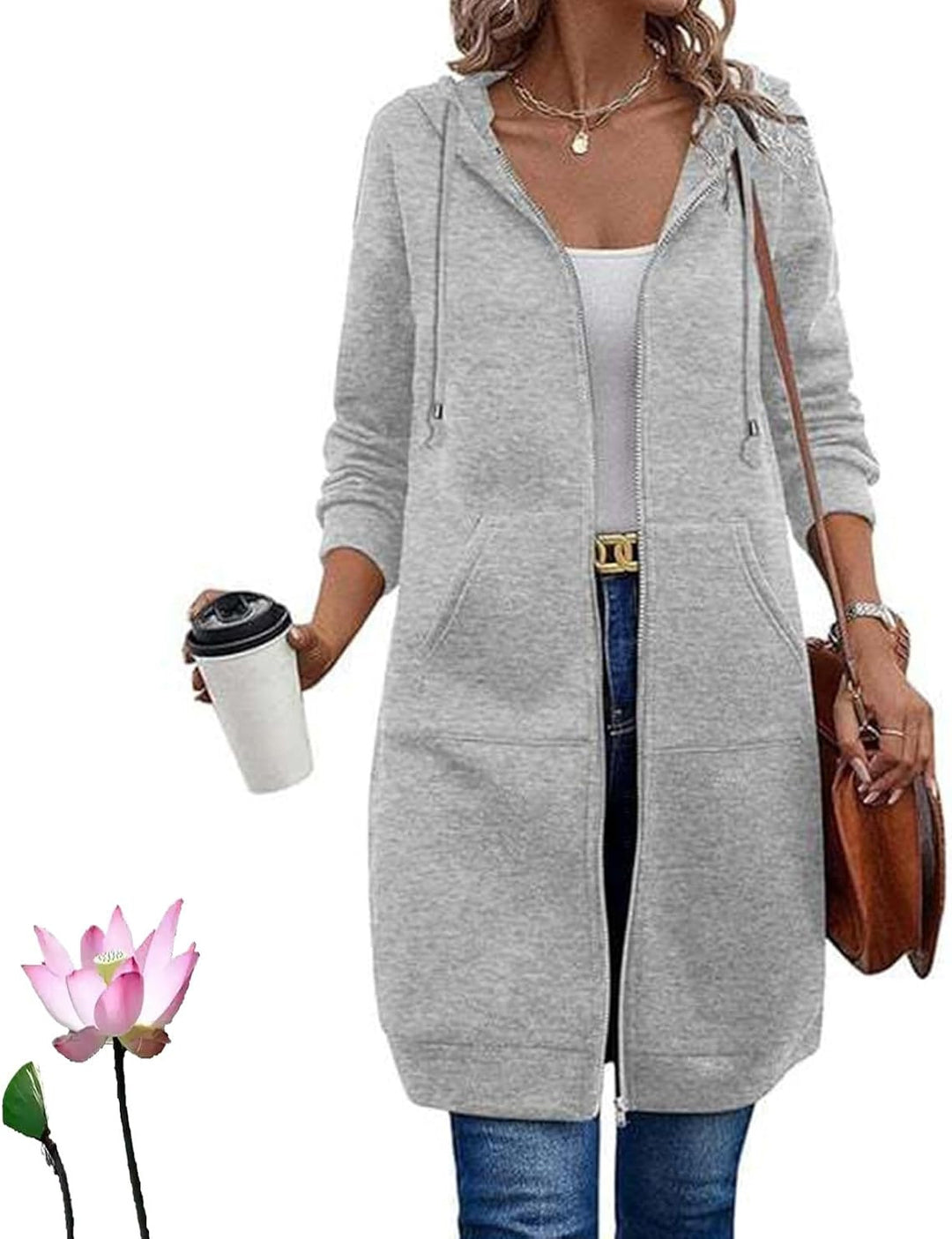 Damen Lässige Langarm Hoodie-Jacke