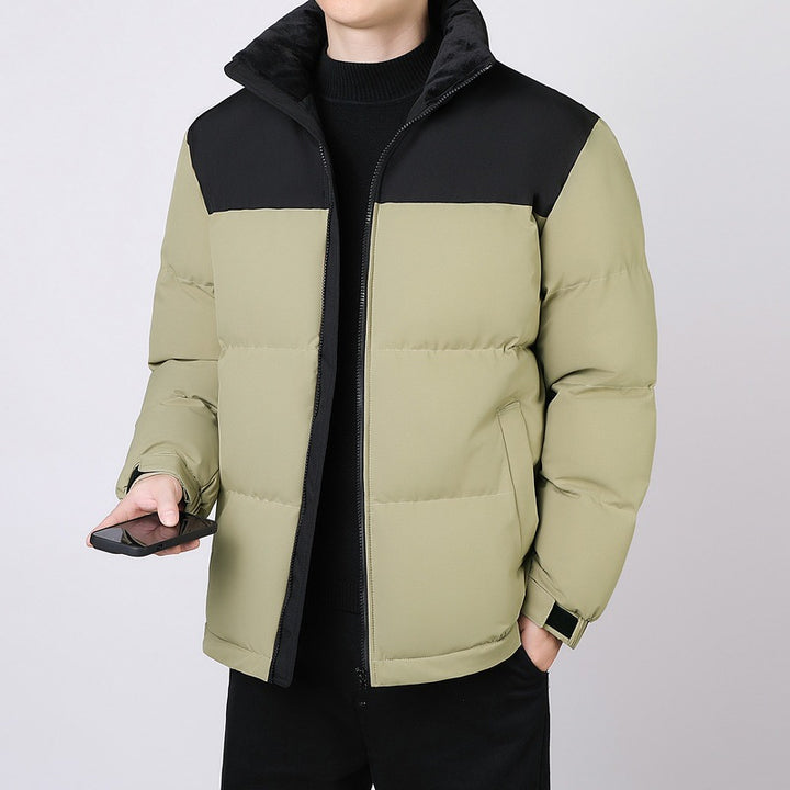 Herren Isolierte Winter-Steppjacke mit geometrischer Ton-in-Ton‑Steppung und hohem Stehkragen Drune
