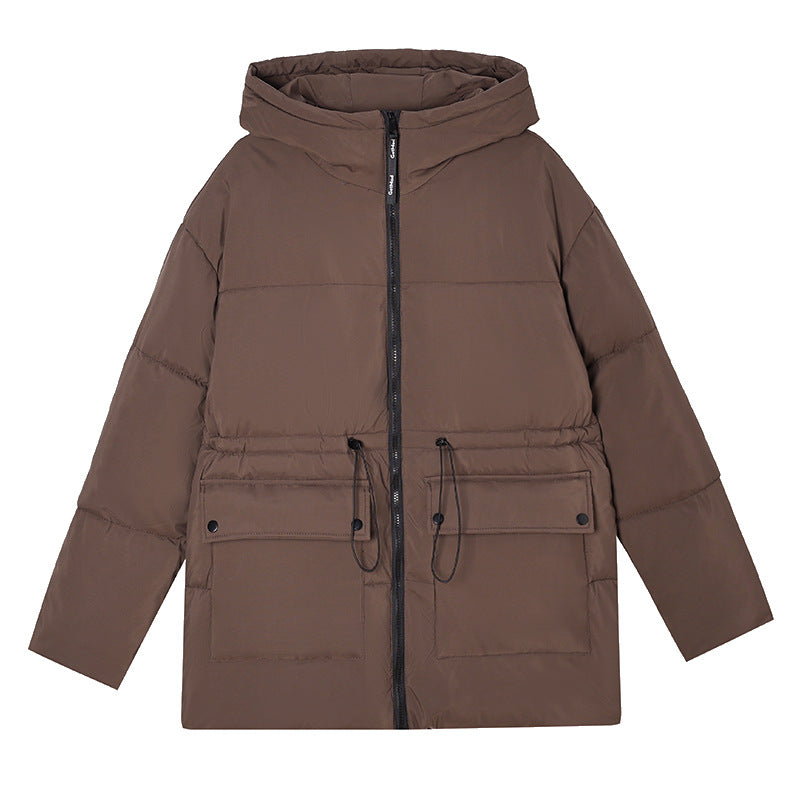 Damen nan mittellanger Thermoparka mit taillierendem Tunnelzug, ergonomischer Kapuze und großen Klapppattentaschen Drune