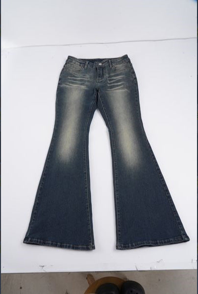 Damen Schlagjeans mit Used-Effekt, Whiskering und ausgestelltem Bein Drune