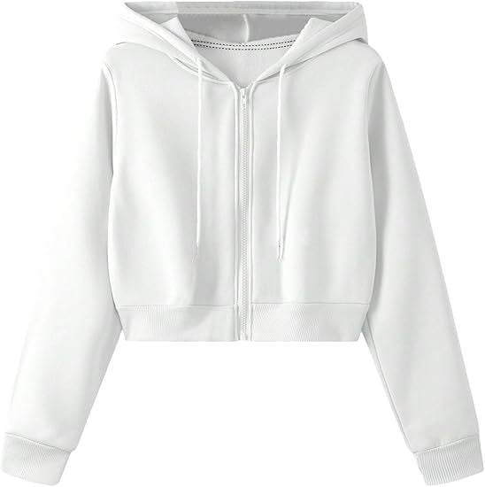 Damen Kurzarm Hoodie mit Reißverschluss und Drune