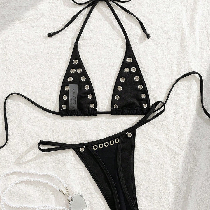 Damen Triangel-Bikini-Set mit glamourösen Zier-Details Drune