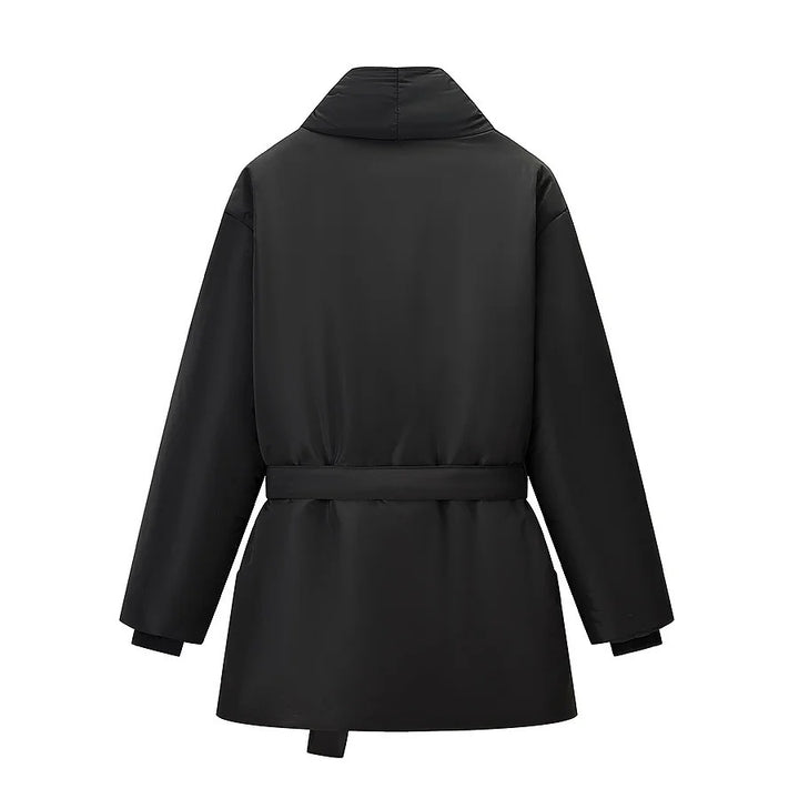 Damen nan wattierte Jacke mit Schalkragen, Bindegürtel und aufgesetzten Taschen Drune