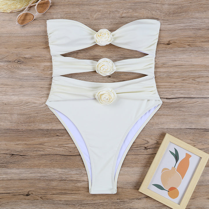 Damen Einteiliger Badeanzug mit floralem Design und innovativem Cut-Outs Drune