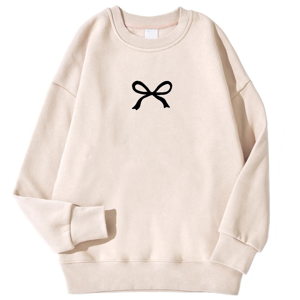 Damen gemütlicher Sweatshirt mit modischem Schleifenmotiv Drune