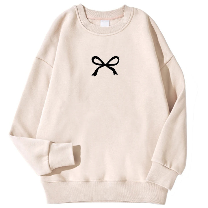 Damen gemütlicher Sweatshirt mit modischem Schleifenmotiv Drune